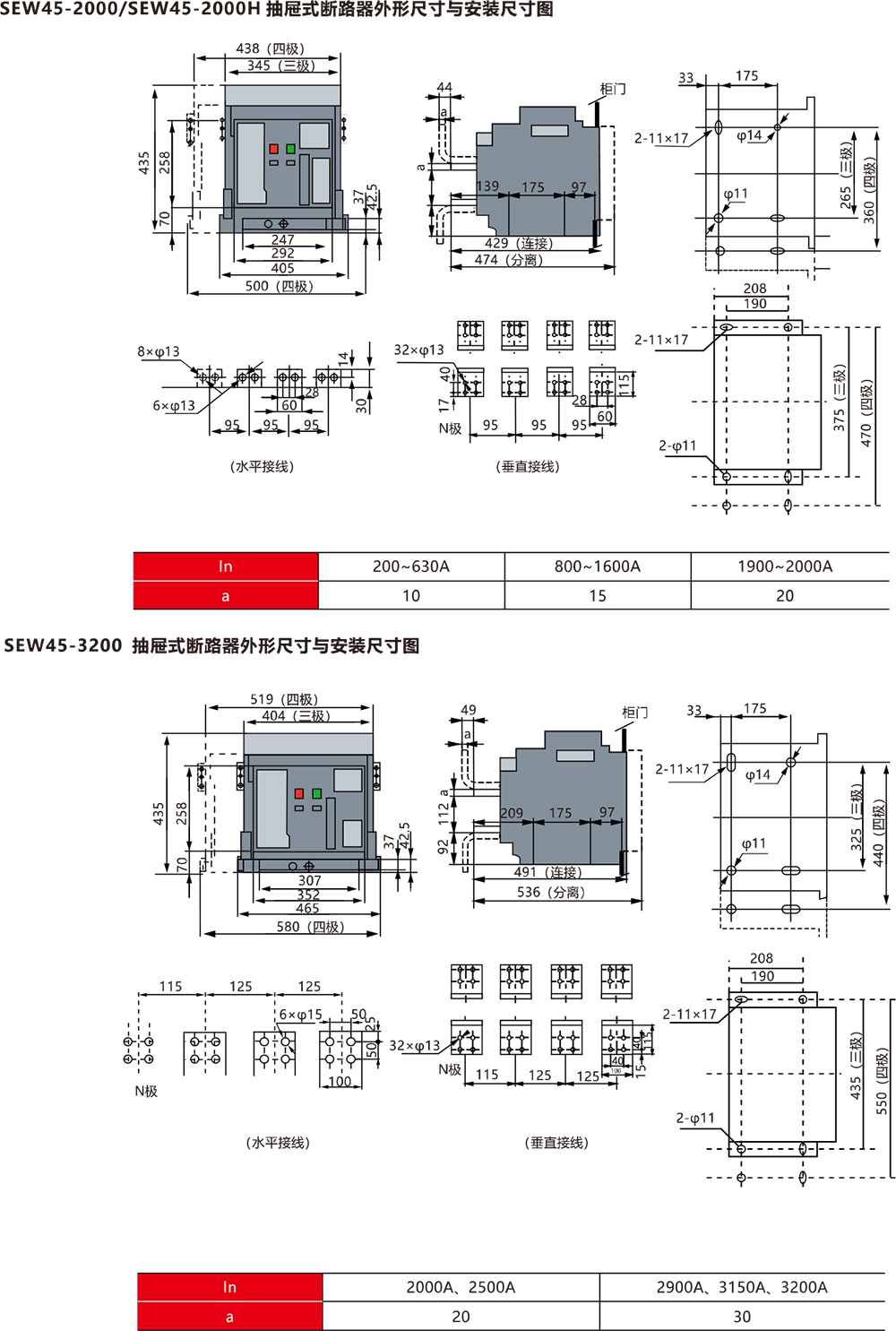 SEW45系列萬能式斷路器外形尺寸及安裝尺寸圖.jpg SEW45系列萬能式斷路器外形尺寸及安裝尺寸圖jpg